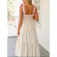 thumbnail image 5 of Women's Tiered Tie Shoulder Midi Cami Dress 100% Polyester Sheer Milky White Fabric Lightweight Elegant Everyday, 5 of 7