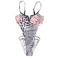 thumbnail image 2 of WREESH Bikini une Pièce Col en V pour Femmes avec Coussin de Poitrine et Sans Armature Imprimé Léopard, 2 of 7
