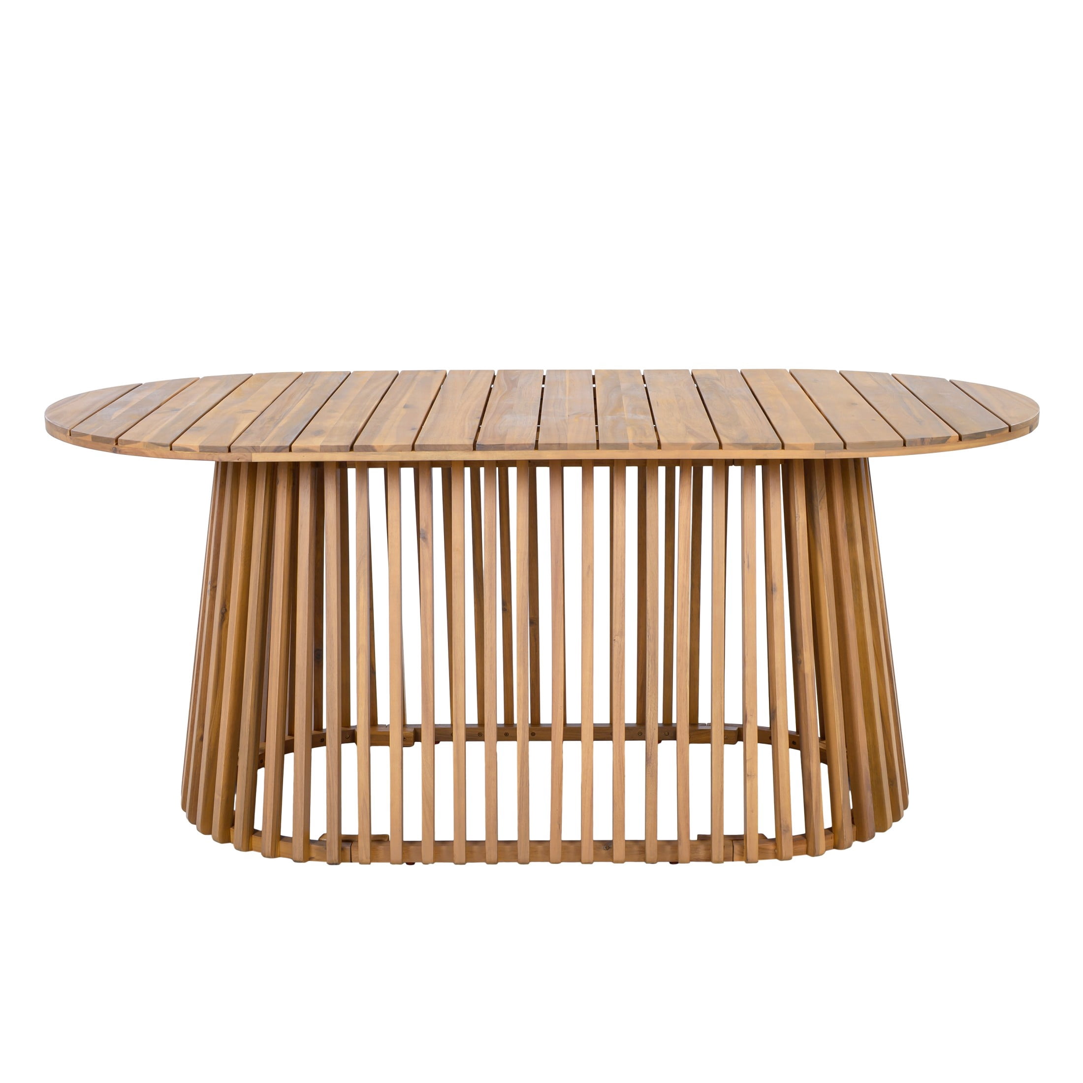 Christopher Knight Home Outdoor Oval Dining Table, Solid Acacia Wood Slatted Patio Table, Light Teak