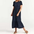 thumbnail image 5 of Valcatch Women Summer Casual Short Sleeve Crewneck A line Swing Flowy Tiered Shirt Maxi Beach Long Dress Outfits, 5 of 6
