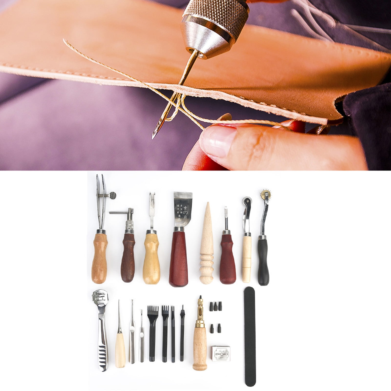Leather Stamping Tool, 19pcs/set Leather Craft Punch Tools Leathercraft