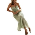thumbnail image 3 of Women Elegant Halter Maxi Dress Solid Sleeveless Backless Tie-Up Neck Long Dress Summer Beach Party Going Out Dresses, 3 of 7