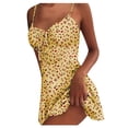 thumbnail image 2 of HKEJIAOI Robes de Sortie pour Femmes Offres Liquidation Cadeau de la Saint-Valentin Robe d'Été pour Femmes Imprimé à Blocs de Couleur Sans Manches Robe Trapèze Maxi Mini Robe Soleil Jaune, 2 of 5