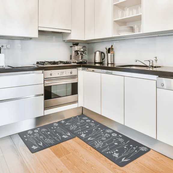 Kitchen Rug and Mats, Non Slips Kitchen Floor Mats, Cushioned Anti Fatigue Rug Washable, 17"x47" 17"x29", Gray