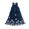 thumbnail image 5 of Abcomgle Girls Summer Dress Size 7-8 Casual Halter Neck Sleeveless Midi Dress Floral Print A-line Sundresses Swing Skirt 3-4 Years,Light Gray, 5 of 7