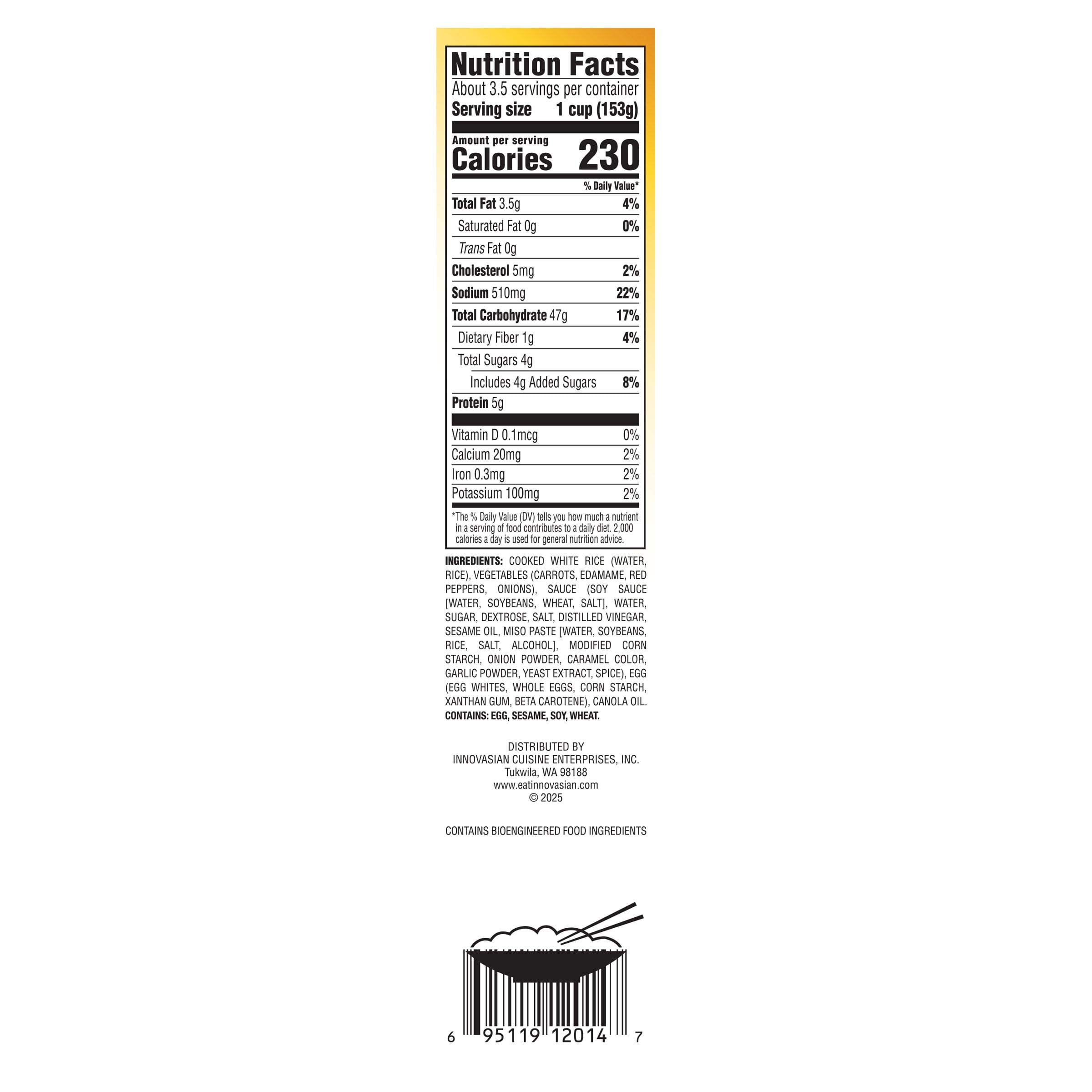 InnovAsian Vegetable Fried Rice, 18 oz (Frozen)