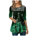 thumbnail image 1 of CEHVOM T-Shirt Décontracté à Manches Longues pour Femmes, Col Rond, Imprimé de Noël, Blouse Chandail, 1 of 5