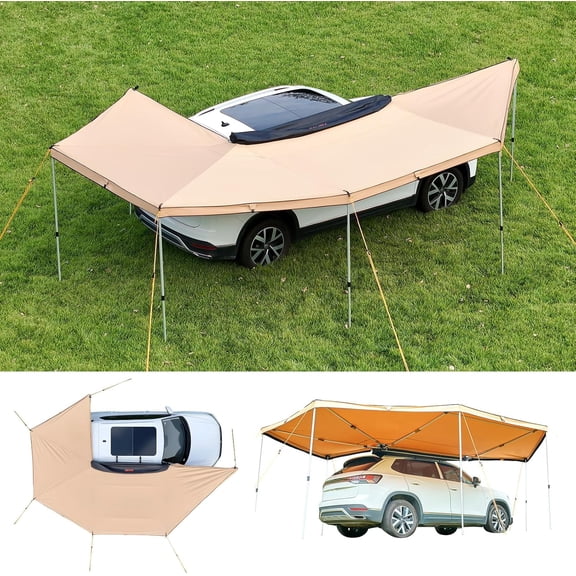 Vehicle Awning Roof Rack Pull-Out Sun Shade Retractable Weatherproof Side Awning for Outdoor Camping &; Overland ( Included)  w/ Storage Bag