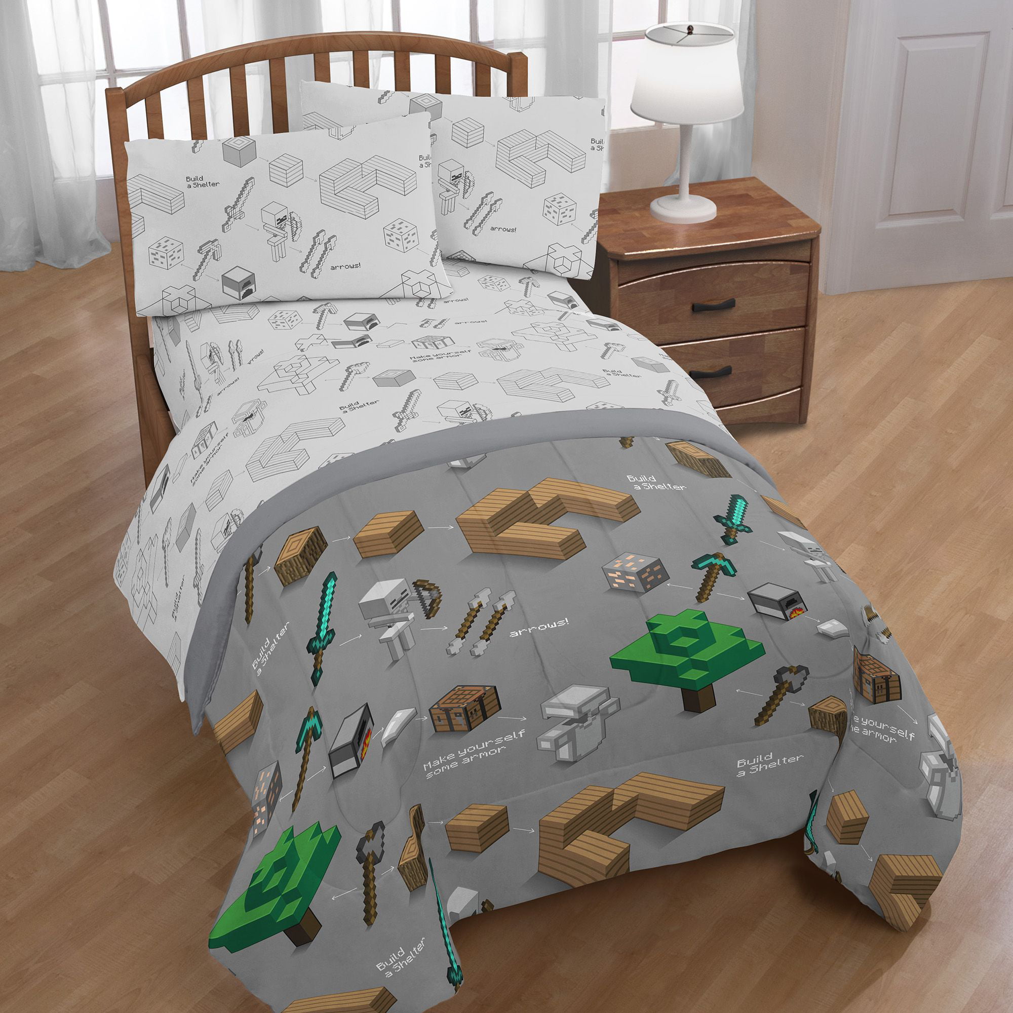  Minecraft  Survive Bed in a Bag Bedding  Set  Walmart com 