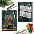 thumbnail image 4 of Netecom Body Tattoo Art Coloring Book Spiral Bound for Adults, Wooden Cover, 30 Artistic Coloring Pages of Beautiful Modern Tattoo Designs for Stress Relief and Relaxation, 4 of 6