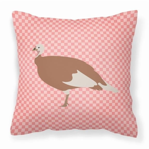 Carolines Treasures Jersey Buff Turkey Hen Pink Check Fabric Decorative Pillow 14Hx14W multicolor