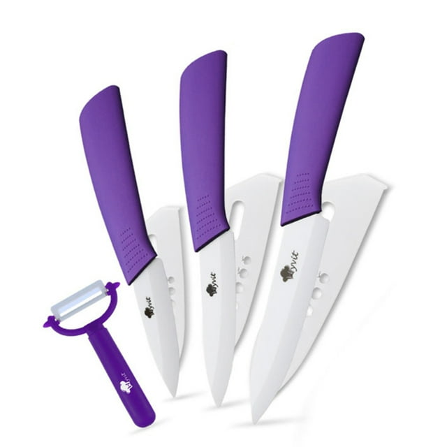 Ceramic Knives Set for Kitchen Knives 3 4 5 inch Sharp Fruit Paring Knifes with Sheath Utility Vegetable Carrot Cutter White Blade