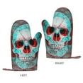 thumbnail image 2 of XMXT 2 Pcs Silicone Oven Mitts, Vintage Cupid Skull Red Print Thickened Non-Slip BBQ Gloves, Multicolor, 2 of 9
