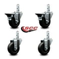thumbnail image 2 of 3.5 Inch Soft Rubber Wheel Swivel 7/8 Inch Square Stem Caster Set 2 Brakes SCC, 2 of 2