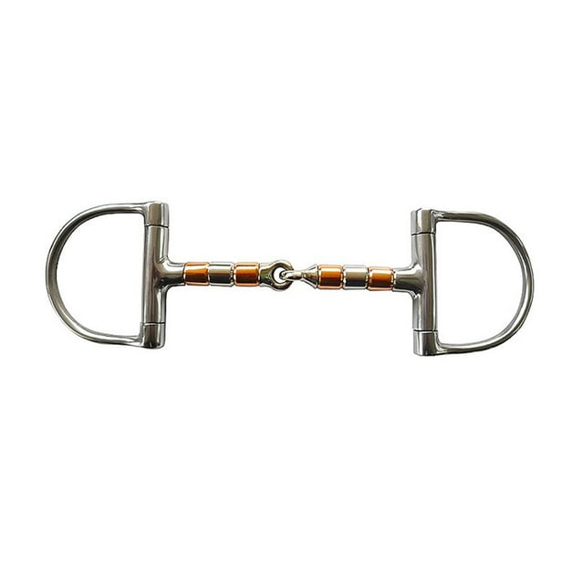 Acier Inoxydable Résistant à l'Usure Léger Double Joint D Anneau Bit avec des Rouleaux de Cuivre Équipement d'Équitation Pratique pour Sac de Cheval Bouche / 13.3cm