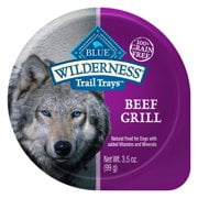 Blue Buffalo Wilderness Trail Trays High Protein Grain Free, Natural Adult Wet Dog Food Cups, Beef Grill 3.5-oz (pack of 12)