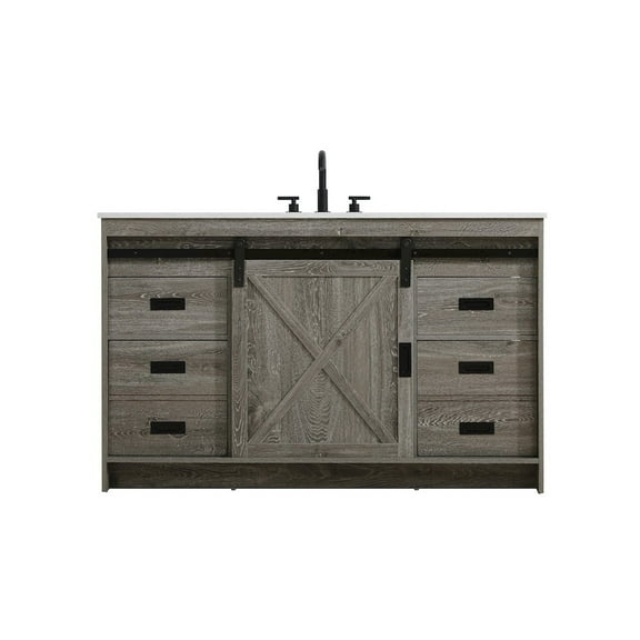 Elegant Kitchen and Bath Austin 54 Inch Single Bathroom Vanity In Rustic Grey