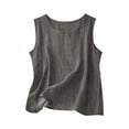 thumbnail image 1 of QHFBli Débardeurs en Coton et Lin pour Femmes Confortables pour l'Été Sans Manches Col Rond Chemise Décontractée Blouse Ample, 1 of 3