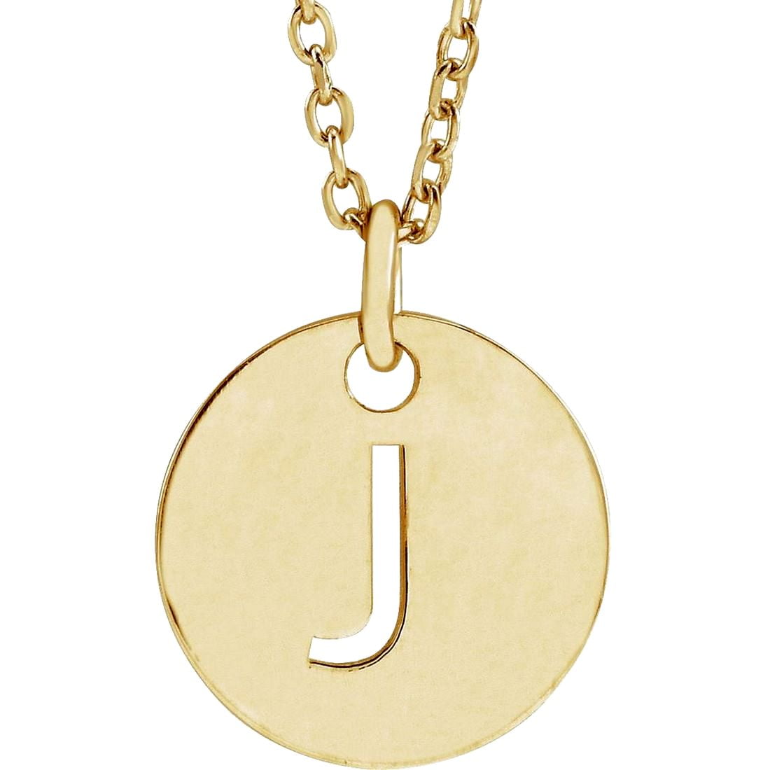 925 Sterling Silver 18k Yellow Gold Plated Letter Name Personalized Monogram Initial J 10mm 16-18 Inch Polished Initial