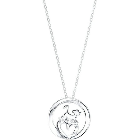 - Disney Sterling Silver The Lion King Mobius Heart with Simba Necklace, 18