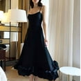 thumbnail image 2 of Formal Dresses for Women Evening Prom Cocktail Birthday Floral Ruched Hem Maxi Dress Adjustable Spaghetti Strap (X-Large, Black), 2 of 3