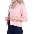 thumbnail image 3 of Cielo Women's 3/4 Sleeve Solid Open Front Cropped Bolero Shurug Light Cardigan, 3 of 4