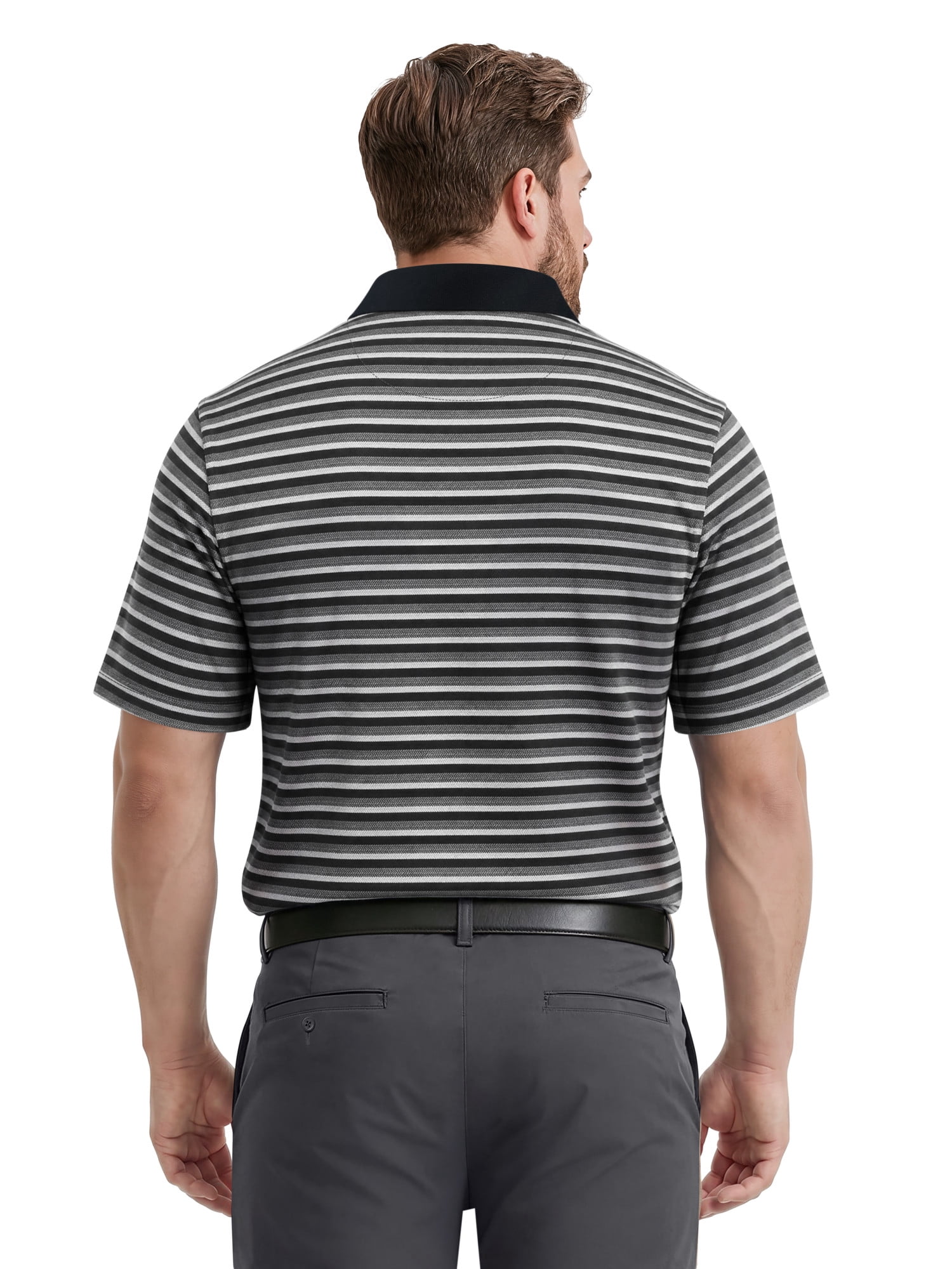 Ben Hogan Performance Men’s & Big Men's Herringbone Stripe Short Sleeve Golf Polo Shirt, Sizes S-4XLT