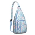 thumbnail image 1 of Beachcomber Sling Backpack - Spiral Seashell & Tropical Design Crossbody Bag, Lightweight Durable Pack with Layered Storage for Essentials, 1 of 4