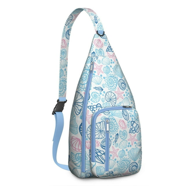 Beachcomber Sling Backpack - Spiral Seashell & Tropical Design Crossbody Bag, Lightweight Durable Pack with Layered Storage for Essentials