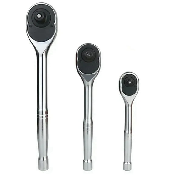 Ratchet Wrench 24 Tooth Quick Release 1/4 Inch 3/8 Inch 1/2 Inch Socket Automotive Nut Reversible Drive Wrench,3 x Wrench,Silver