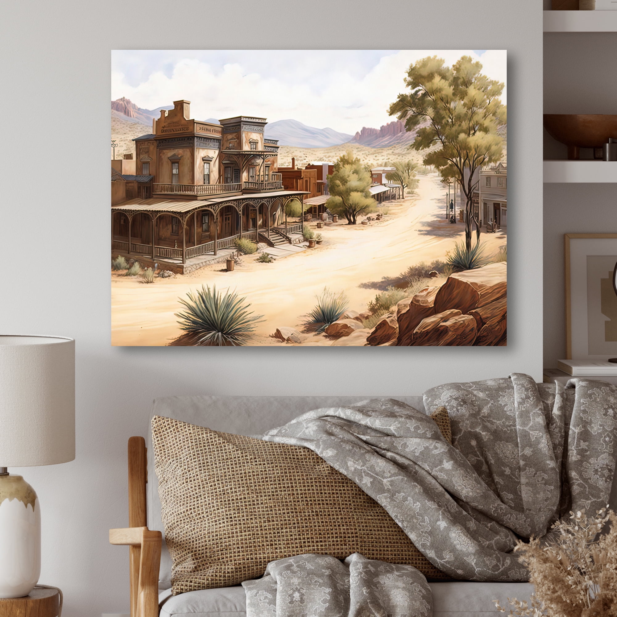 Designart Large Wild West Arizona Town II Canvas Wall Art