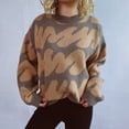 thumbnail image 4 of WEAIXIMIUNG Cardigan pour Femmes Léger Sans Boutons Pull Épais à Col Rond avec Motif Rayé Ondulé, 4 of 8
