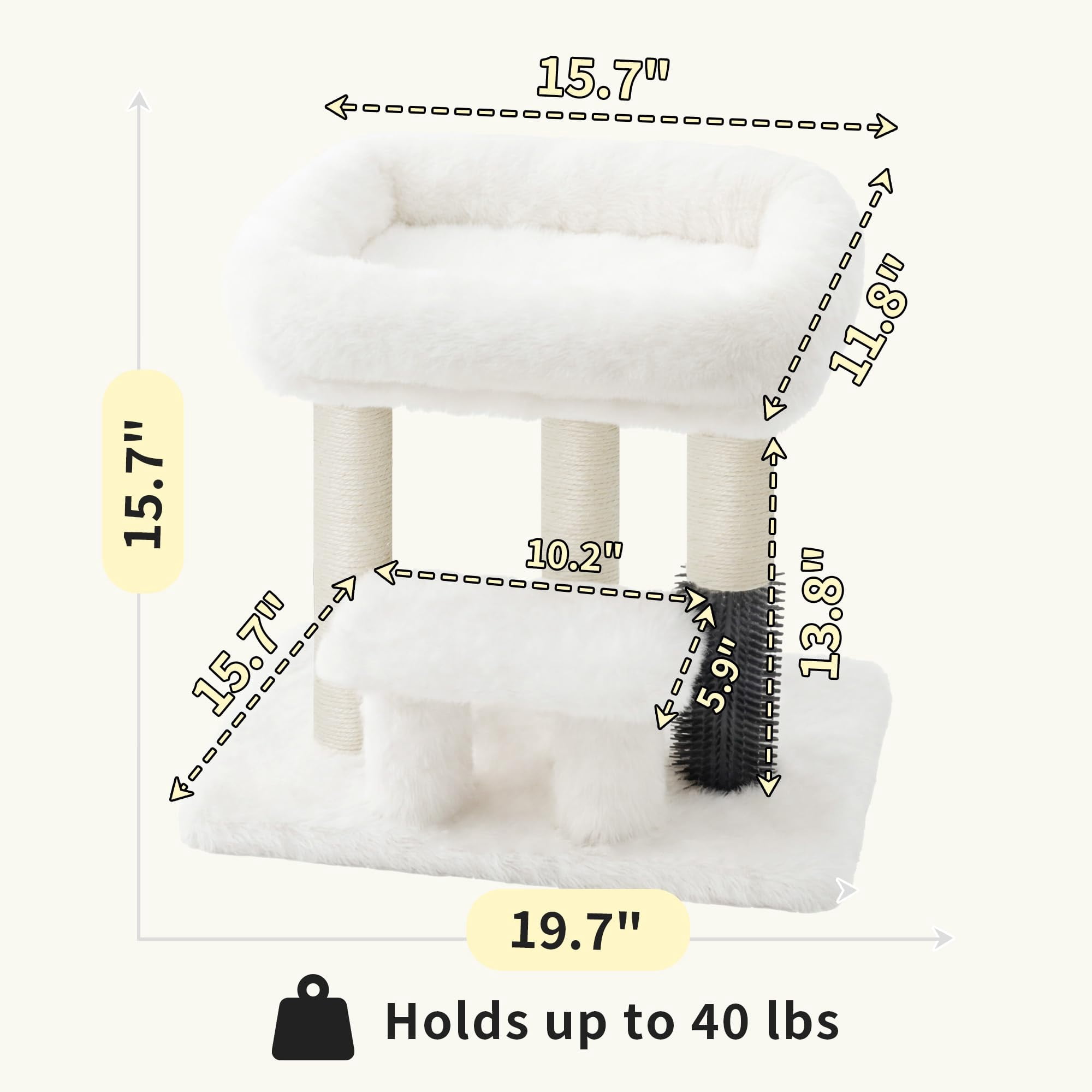Cat Scratching Post Small Tree Tower Light Gray-15.7 Inch for Indoor Cats