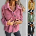 thumbnail image 2 of Winter Women Jacket with Double Pockets Thick Fleece Button Closure Cardigan Long Sleeves Warm Windproof Heat Retention Outdoor Coat, 2 of 8
