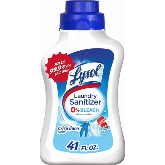 Lysol Disinfectant Laundry Sanitizer & Scent AIS1 Booster, Laundry Detergent Color Safe Bleach Alternative, Laundry Odor Eliminator, Kills Bacteria & Viruses, Crisp Linen Scent, 41 Fl Oz Liquid