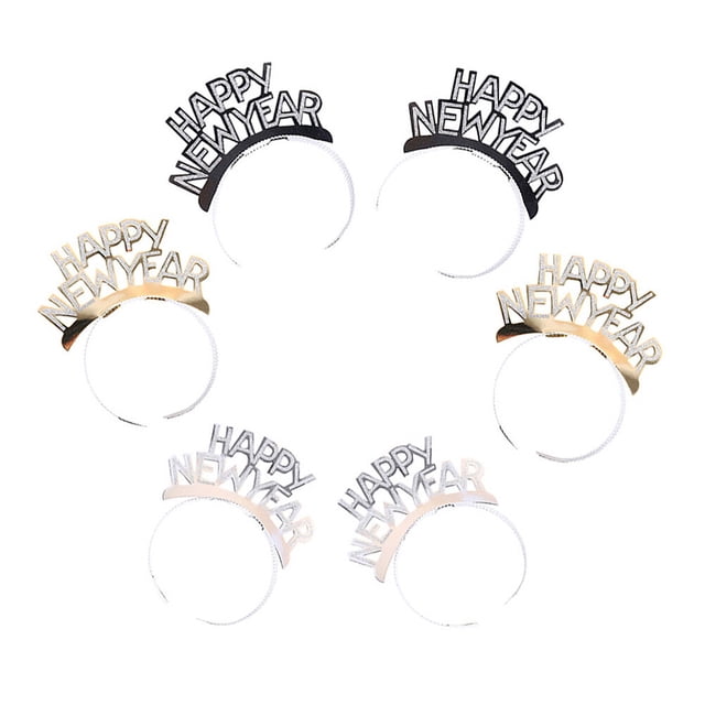 BEADCEST 12 Pcs Serre-Tête Nouvel An Couleur Assortie Cerceaux à Cheveux avec Design Lettre pour Décoration Festive
