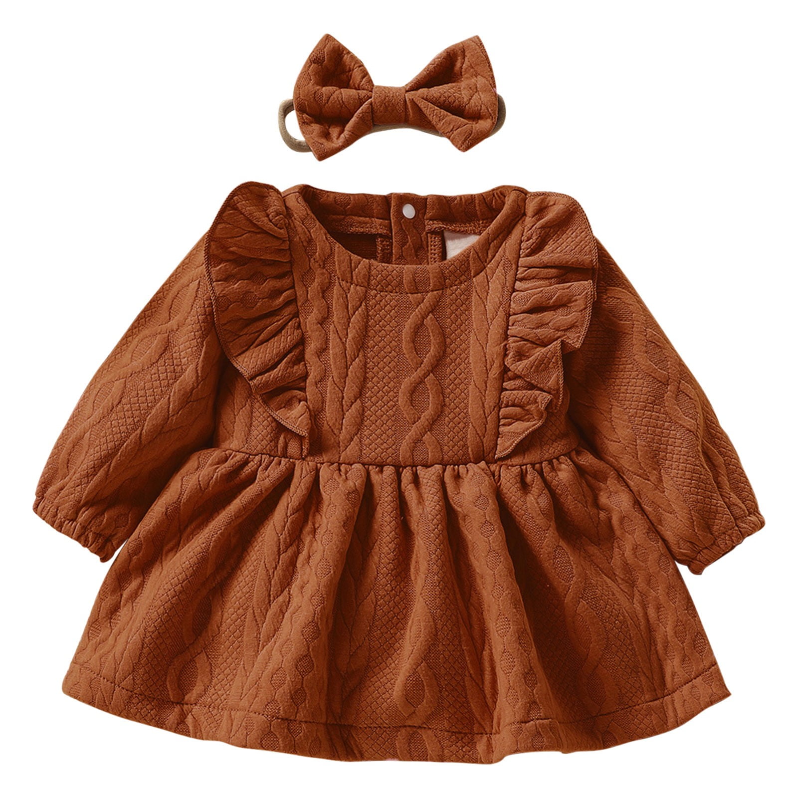 LNMQLPDBS Baby Gowns 0-6 Months Girl Vacation Dress Pink Dress for Girls Newborn Clothes Neutral 0-3 Months Baby Girl Clothes Winter Baby Clothes 18, Brown 9-12 Months