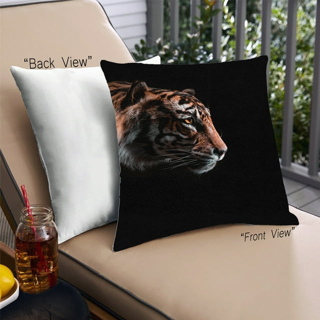 Ahgly Company Animaux Tigre Coussin Décoratif d'Extérieur, 18 Pouces par 18 Pouces