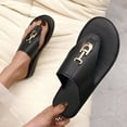 thumbnail image 2 of Women‘s European And American Leather Flip-Flops Sandals Comfortable Metal Decor Feature Pattern With Arch Support Flat Thong Sandals, 2 of 8