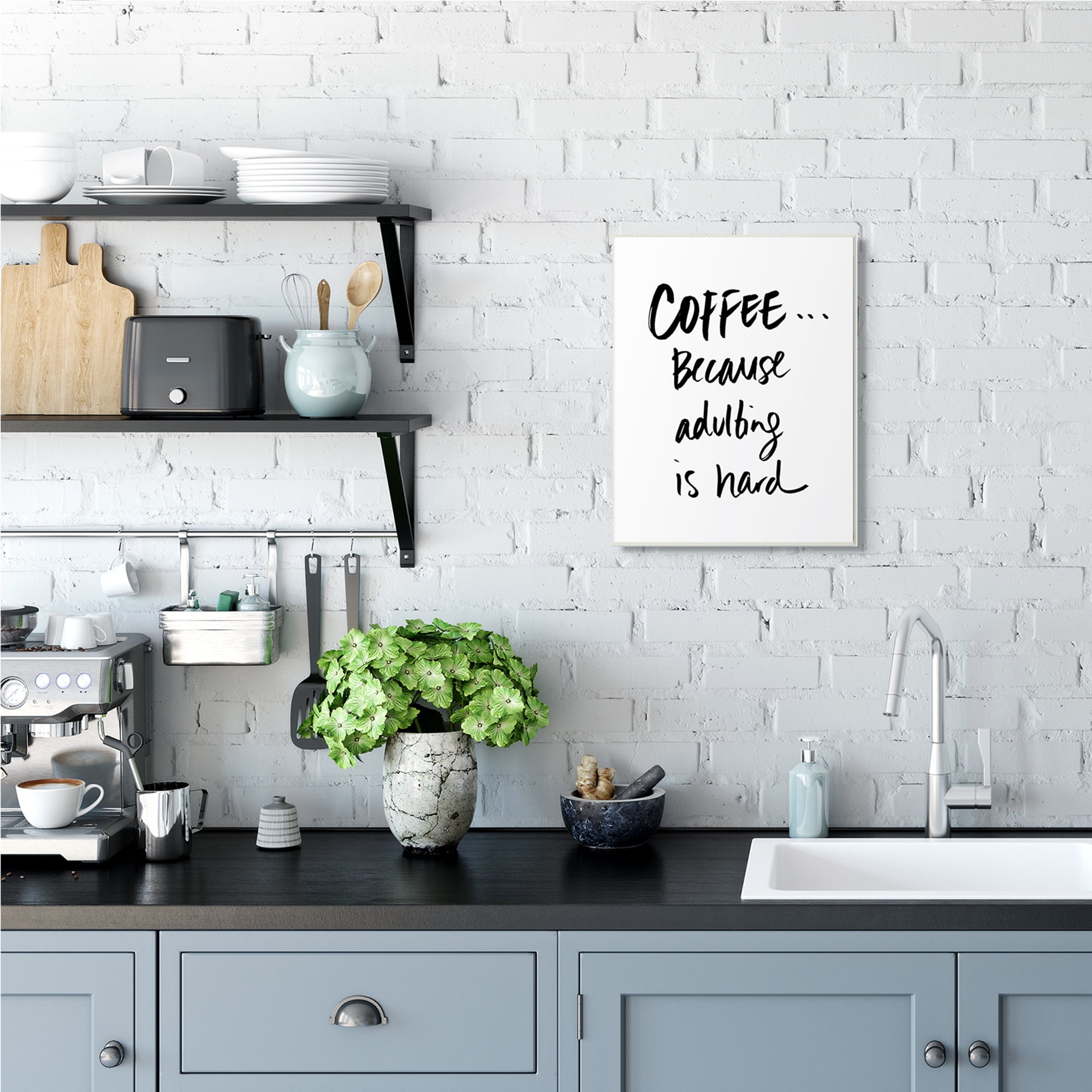 Stupell Industries Adulting is Hard Phrase Kitchen Coffee Humor,13 x 19,Designed by Sd Graphics Studio