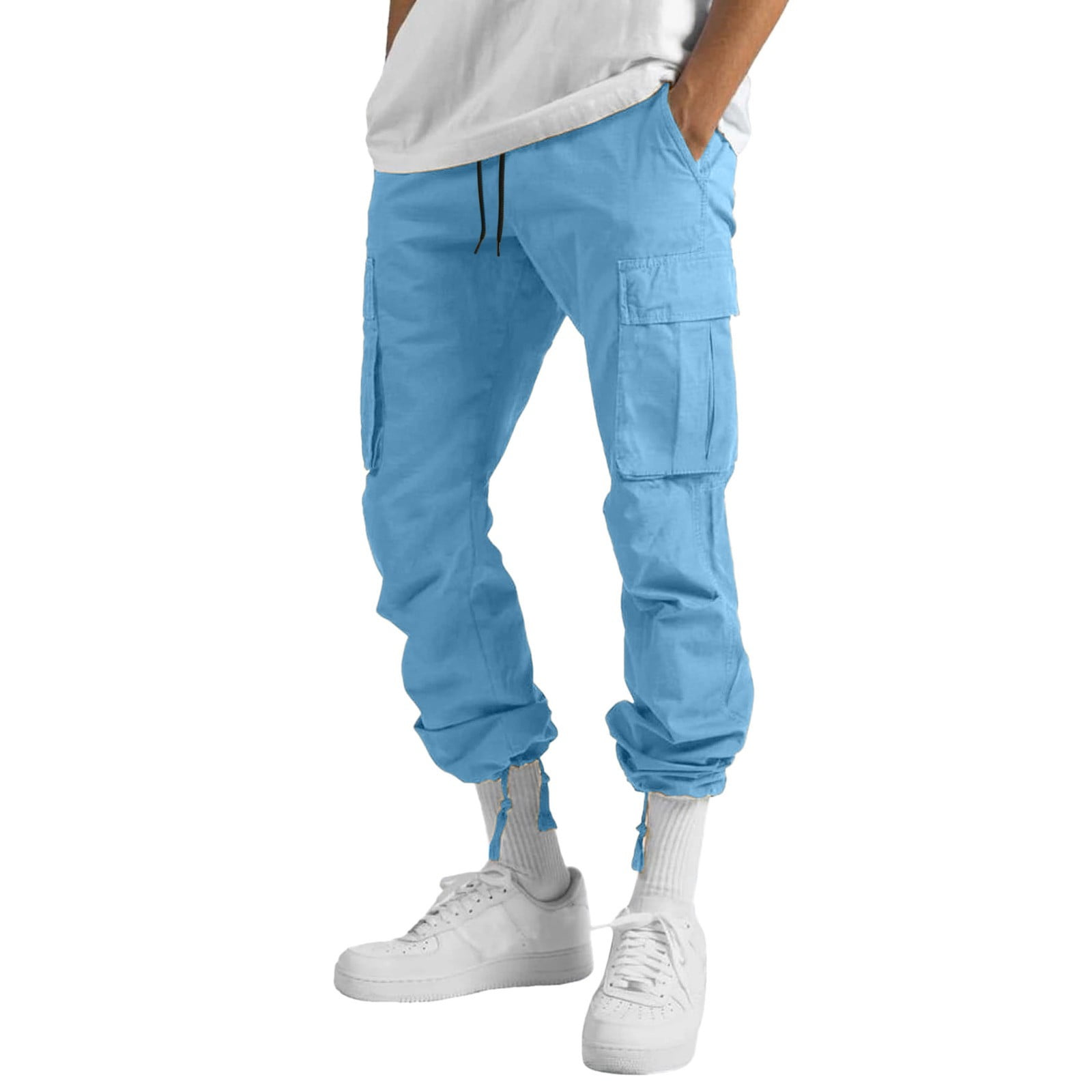 WZIKAI Mens Cargo Pants,Elastic Waist Sweatpants for Men
