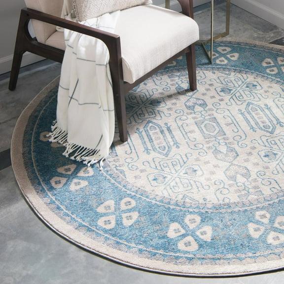 Unique Loom Salzburg Collection Area Rug - Aigen (6' 1" Round Beige/Ivory)