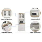 Hodedah Kitchen Cabinet with 1-Drawer, plus Space for Microwave in White