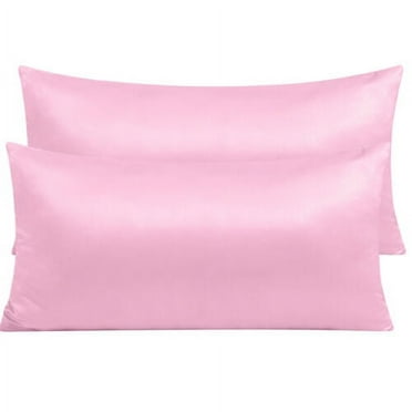 Zippered Pillowcase Ultra Soft Silky Satin Pillow Case Cover 2 Pack Home Bedding, Light Pink, Queen (20" x 30")