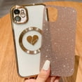 thumbnail image 3 of Compatible with iPhone 11 6.1 Inch Case with Magsafe, Plating Heart Glitter Magnetic Case for Women Girl TPU Camera Protection Back Cover for iPhone 11 Gold, 3 of 14
