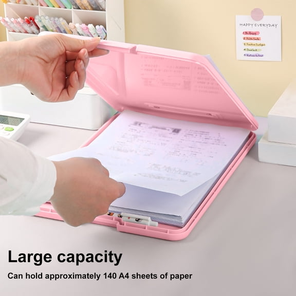 Clipboard,Teacher Clipboard,Clipboards with Storage,14*10IN High Capacity Clip Boards with Storage, Heavy Duty Nursing Clipboard Folder, Plastic Clipboard with Pen Holder(Pink)