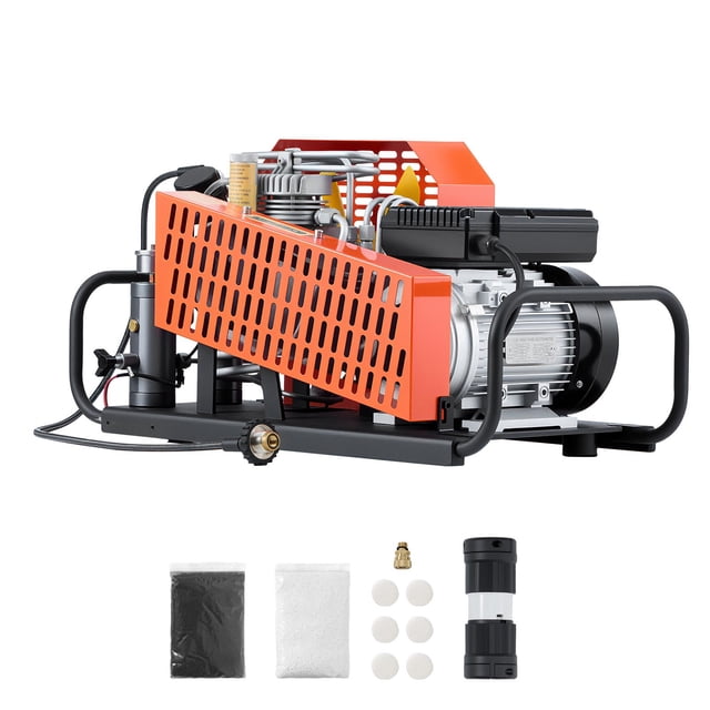 KFFKFF PCP Air Compressor, 4500PSI/30Mpa Diving Scuba Tank Air Compressor, 60 L/min Four-Cylinder Auto Stop PCP Rifle Compressor Pump