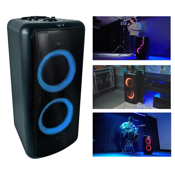 Rockville ELITE PARTY 65 Bluetooth Party Speaker System, 2000W Peak, Dual 6.5 in Woofers, Karaoke Effects, Lights, Wheels