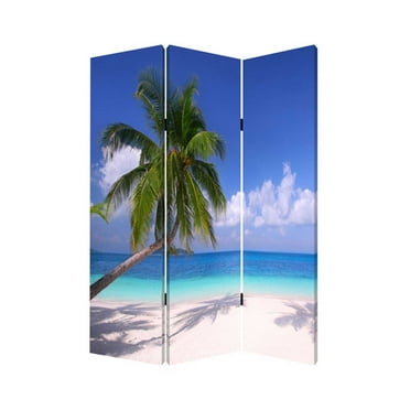 48 X 72 Multi Color Wood Canvas Paradise Screen