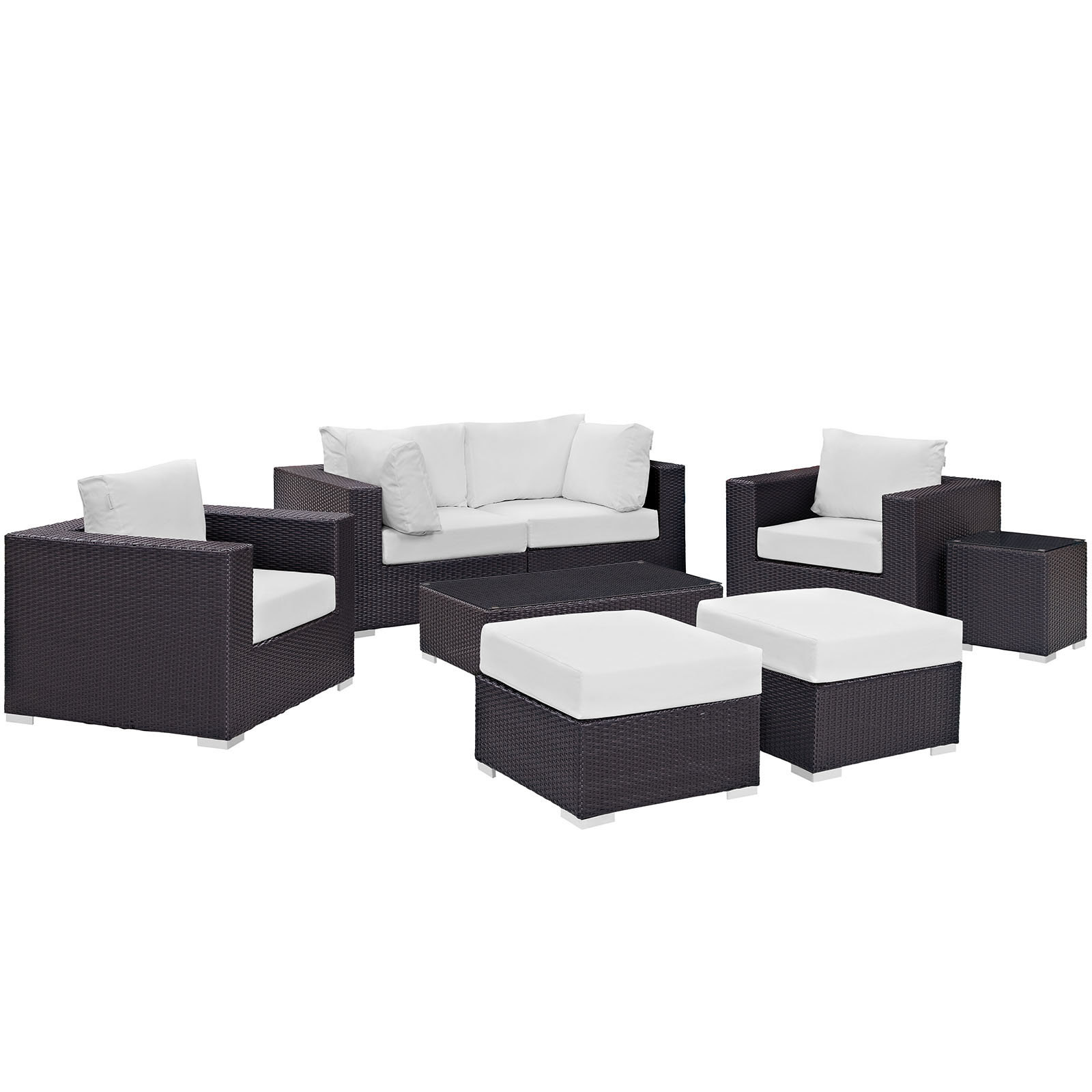 Modway Convene 8 Piece Outdoor Patio Sectional Set in Espresso White - image 3 of 11